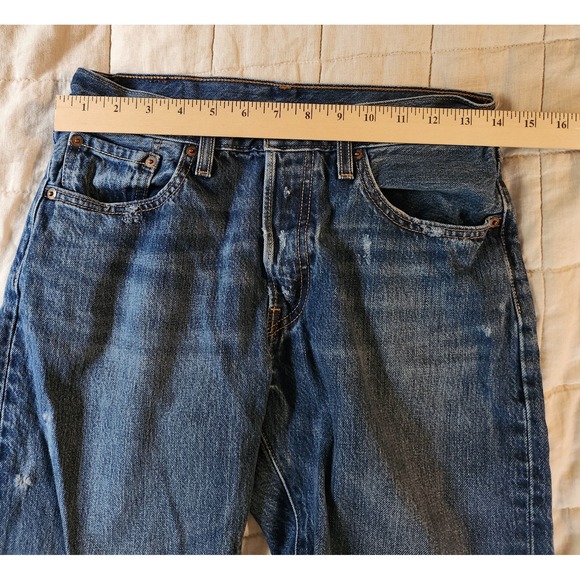 Levi's‎  501 Straight Ankle Blue 4 Button Mid Rise 26 x 32 Frayed - Picture 6 of 11